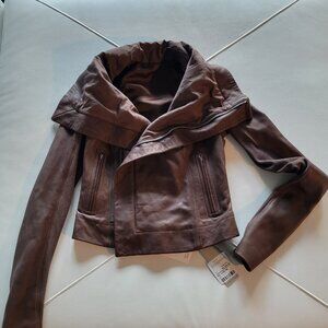 RICK OWENS Medium brown leather jacket IT 38, US 2 or XS